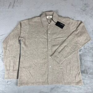 Buck Mason Heritage Cardigan Sweater Mens XS Heather Oat Merino $198 NWT Defect